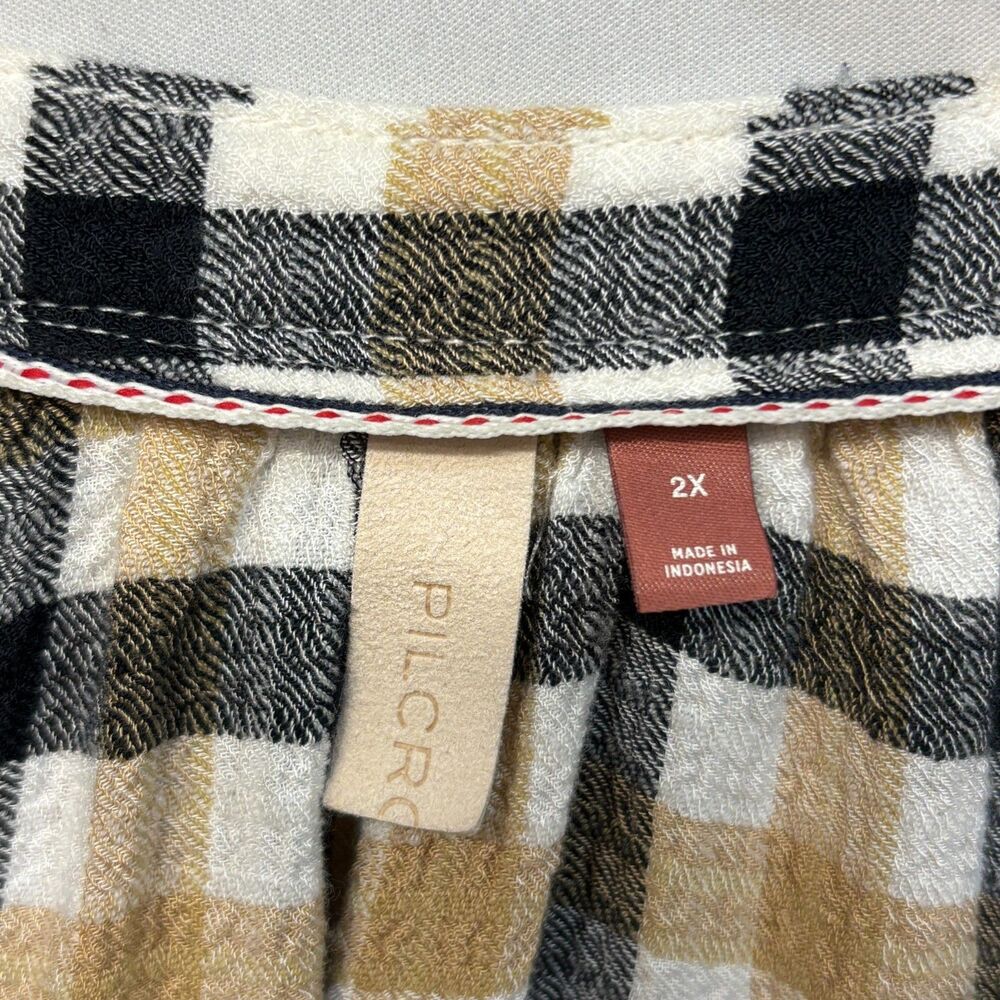 Pilcro Anthropologie Women Long Sleeve Blouse Top Shirt Size 2X Plaid C063 -16 - Picture 6 of 16
